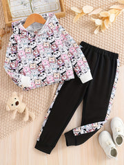 Toddler Girl's Cartoon Animals Hoodie & Sweatpants Set