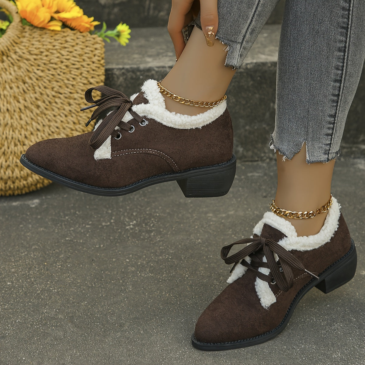 Plush Lined Thermal Furry Snow Boots Warm Snow Shoes