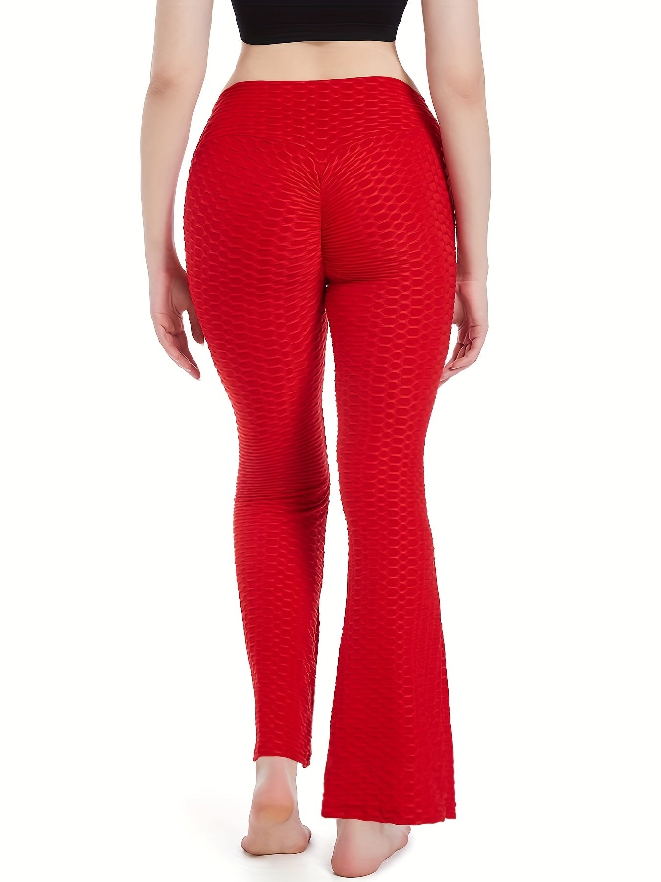 High Waisted Yoga Workout Tummy Control Bootcut Pants With Pocket