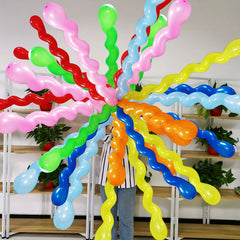 100 Pcs 6 Cm Latex Spiral Long Balloons Colorful Rainbow Twisted Balloons