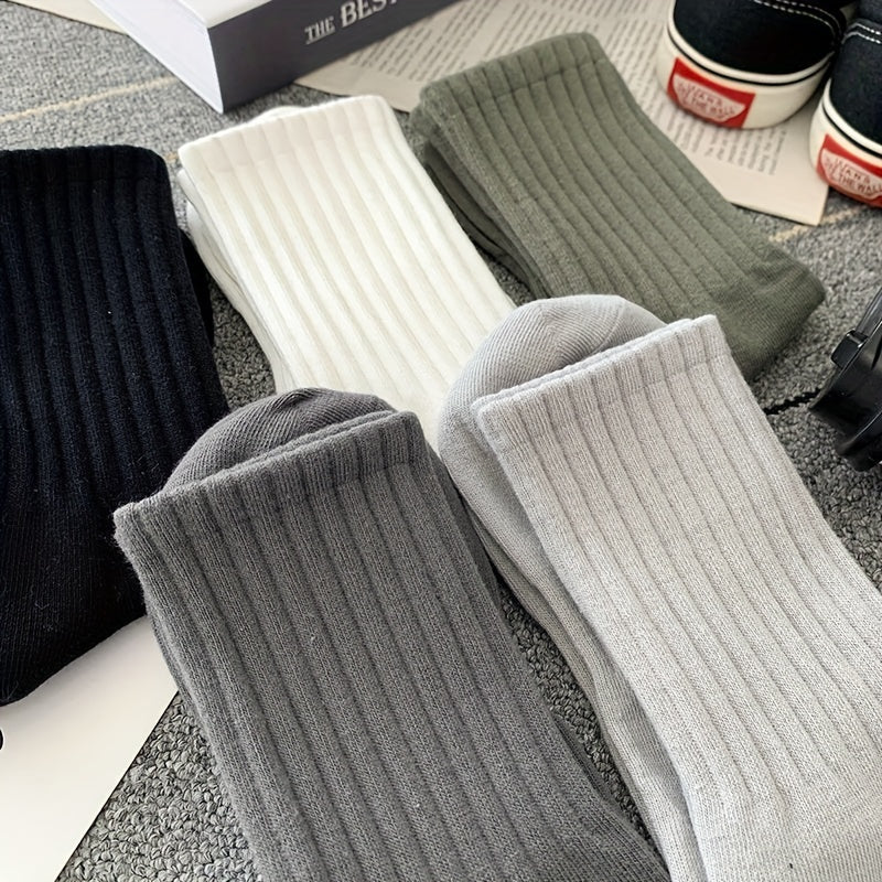 5 Pairs Comfy & Breathable Solid Socks for Women