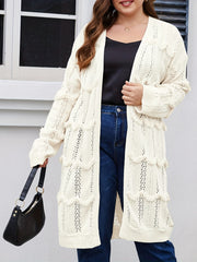 Solid Pointelle Long Sleeve Cardigan