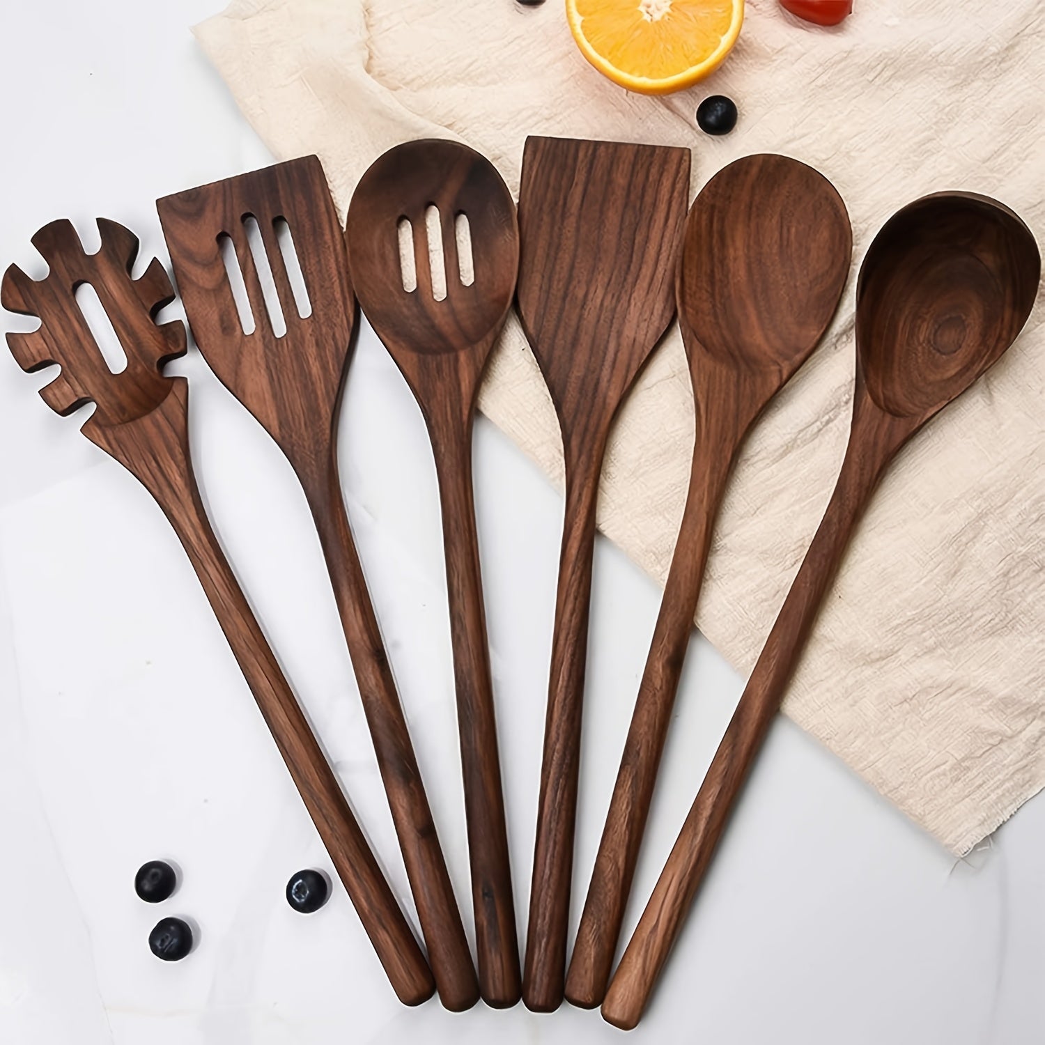 6pcs Walnut Wood Kitchen Utensils Set for Cooking