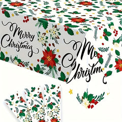 1pc Christmas Tablecloth Disposable Plastic Rectangular Decoration