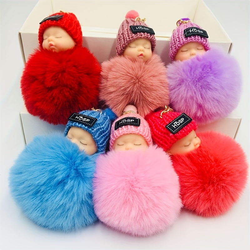 2pcs Hair Ball Keychain Backpack Pendant Christmas Gift