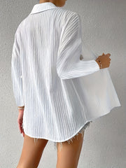 Casual Blouse Women's Plus Solid Button Up Long Sleeve