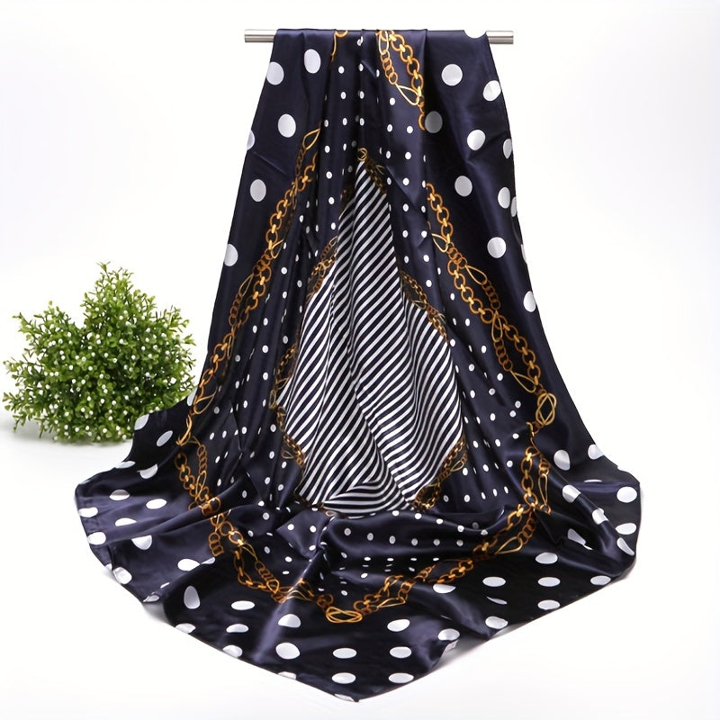 Polka Dot Vintage Bandana Silk Square Scarf Large Satin Shawl