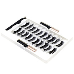 Magnetic Eyelash Set & Eyeliner Kit, Natural Fluffy Curly 5 Magnetic 10 Pairs