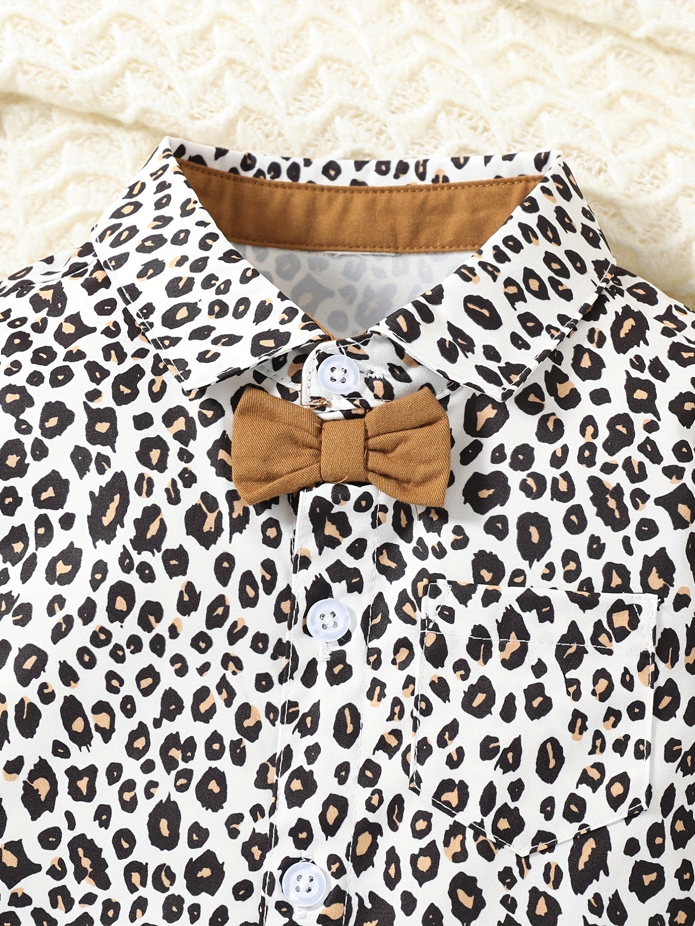 Baby Boy Casual Set Leopard Printed Lapel Shirt With Pants