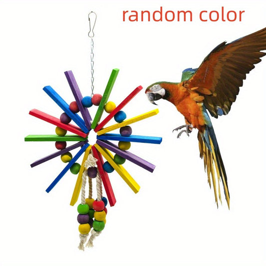 Bird Parrot Hanging Cage Toys Colorful Building Blocks Chewing Toy