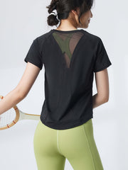 Mesh Short Sleeve Sports T Shirt Quick Dry Yoga Top Women's Activewear