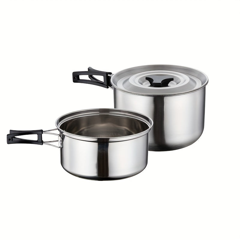 9pcs Stainless Steel Outdoor Pot Set for Camping and Picnic