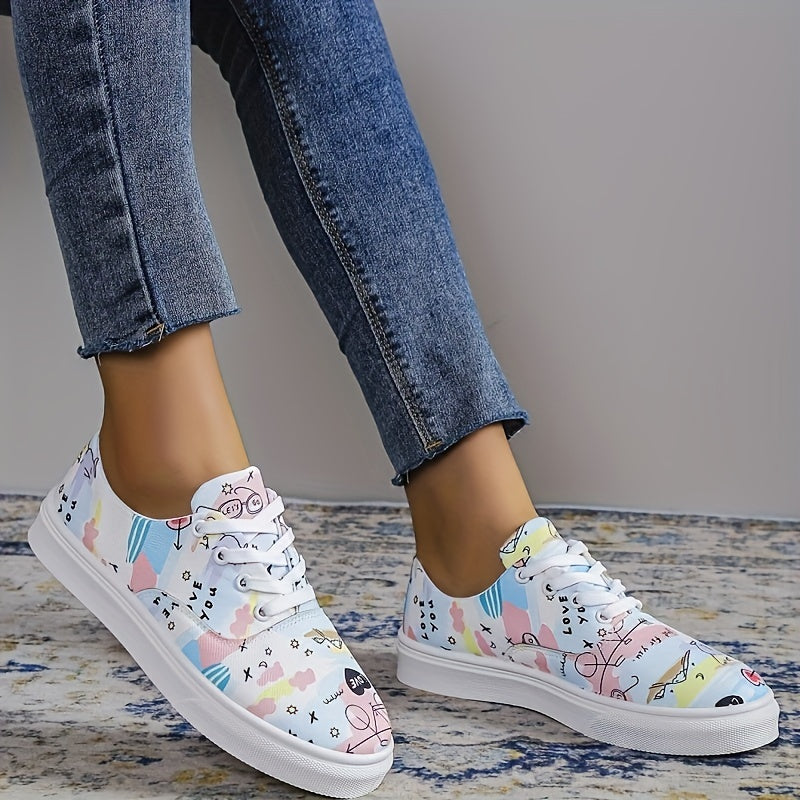 Graffiti Pattern Flat Shoes for Women - Non Slip Board Shoes