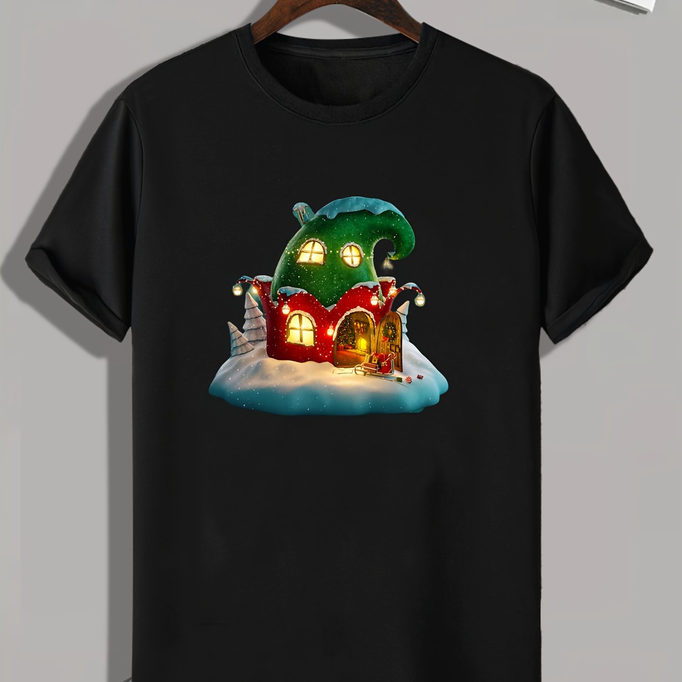 Creative House Print Men's Graphic T-shirt for Summer