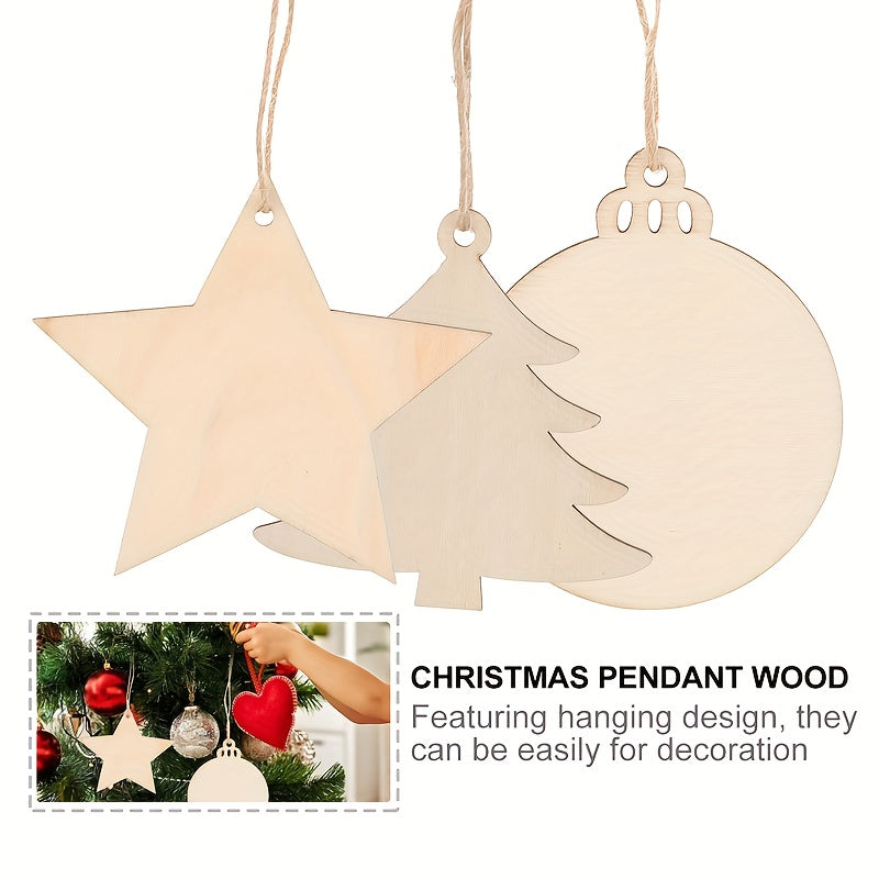 30pcs Christmas Wooden Slices Decorative Pendant DIY Art Crafts