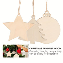 30pcs Christmas Wooden Slices Decorative Pendant DIY Art Crafts