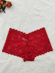 Floral Lace Hollow Boyshort Panties Sexy Intimates Lingerie