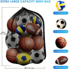 XL Sports Net Ball Bag Adjustable Shoulder Straps Team Equipment Storage