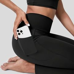 Cross Waist Yoga Pants With Pocket High Stretch Leggings