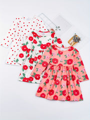 Toddler Girls Sunflower Polka Dot Stripes Dress Set