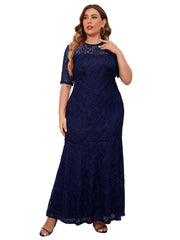 Floral Print Mesh Sleeve Maxi Dress Plus Size