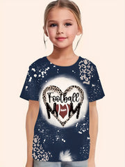 FOOTBALL MOM Print Short Sleeve T shirt For Girls Summer Gift