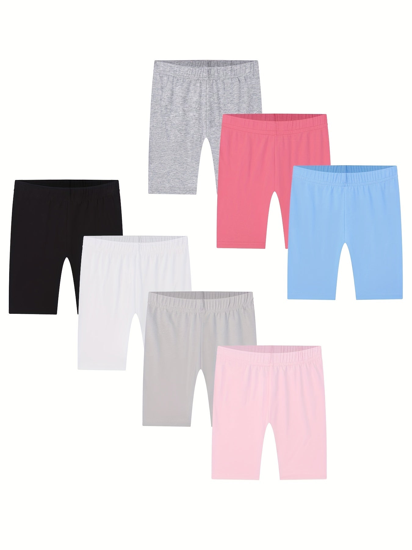 7pcs Girls Bike Shorts High Stretchy Tight Fit Legging Shorts