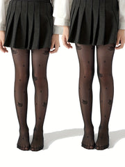 Girls Footed Leggings Bees Print Tight Fit Mesh & Thin Stockings Pants