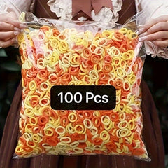 Elastic Hair Ties Yellow Hair Rope Style Band 100pcs pack