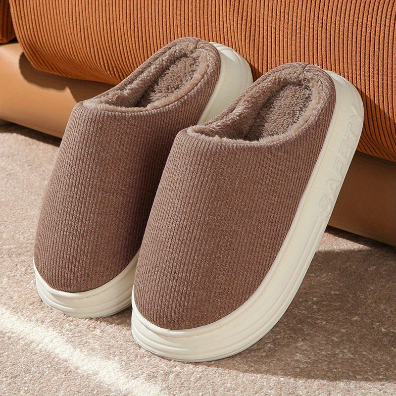 Women's Plush Lined Slip-On Slippers Warm Platform Shoes