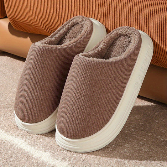 Women's Plush Lined Slip-On Slippers Warm Platform Shoes