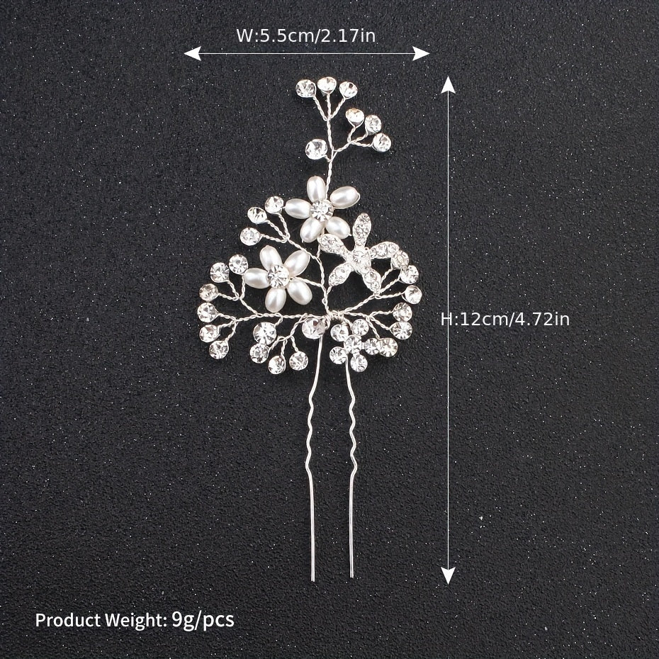 Faux Pearl Rhinestone Hairpin Alloy Hair Ornament Headgear