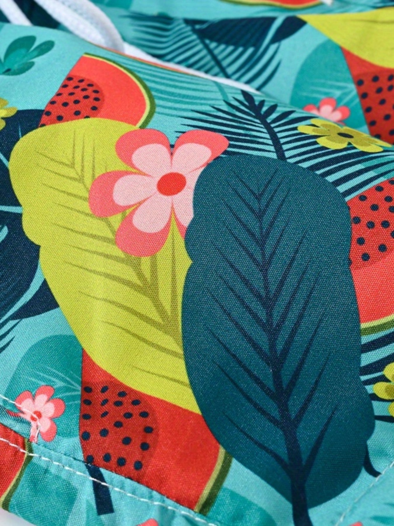 Boys Flower Leaf Watermelon Print Shorts for Vacation Beach