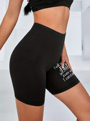 Faith Print Bike Shorts Sports Yoga Casual Short Leggings Women's Clothing