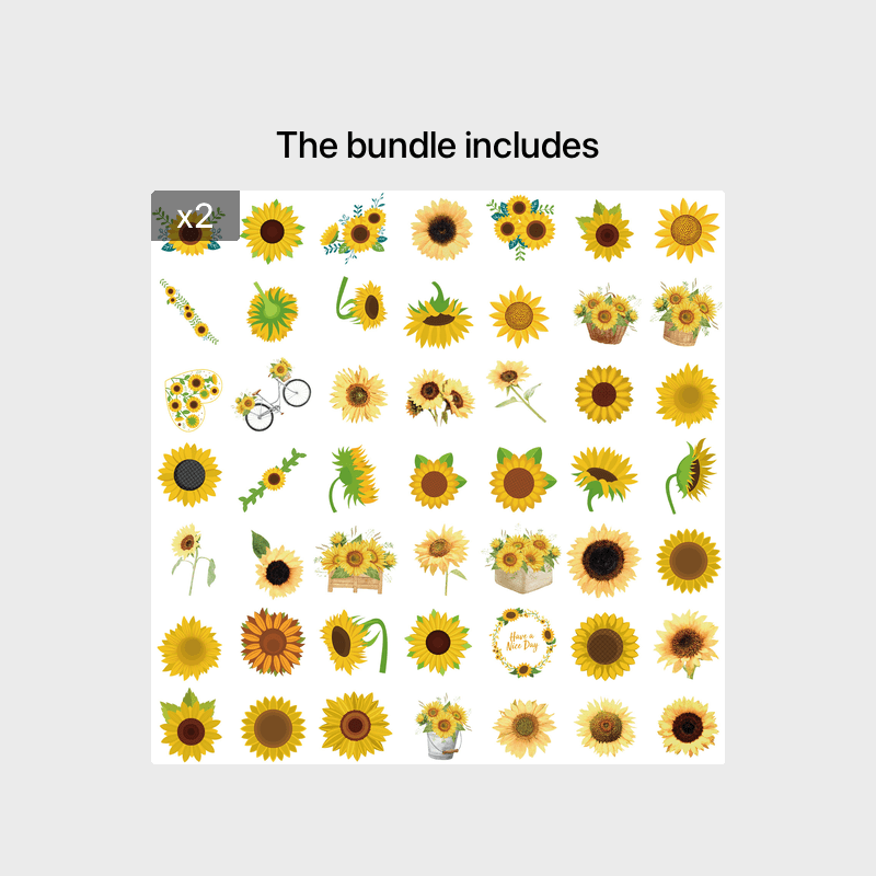 50pcs Sunflower Cartoon Stickers Vinyl Waterproof Decals