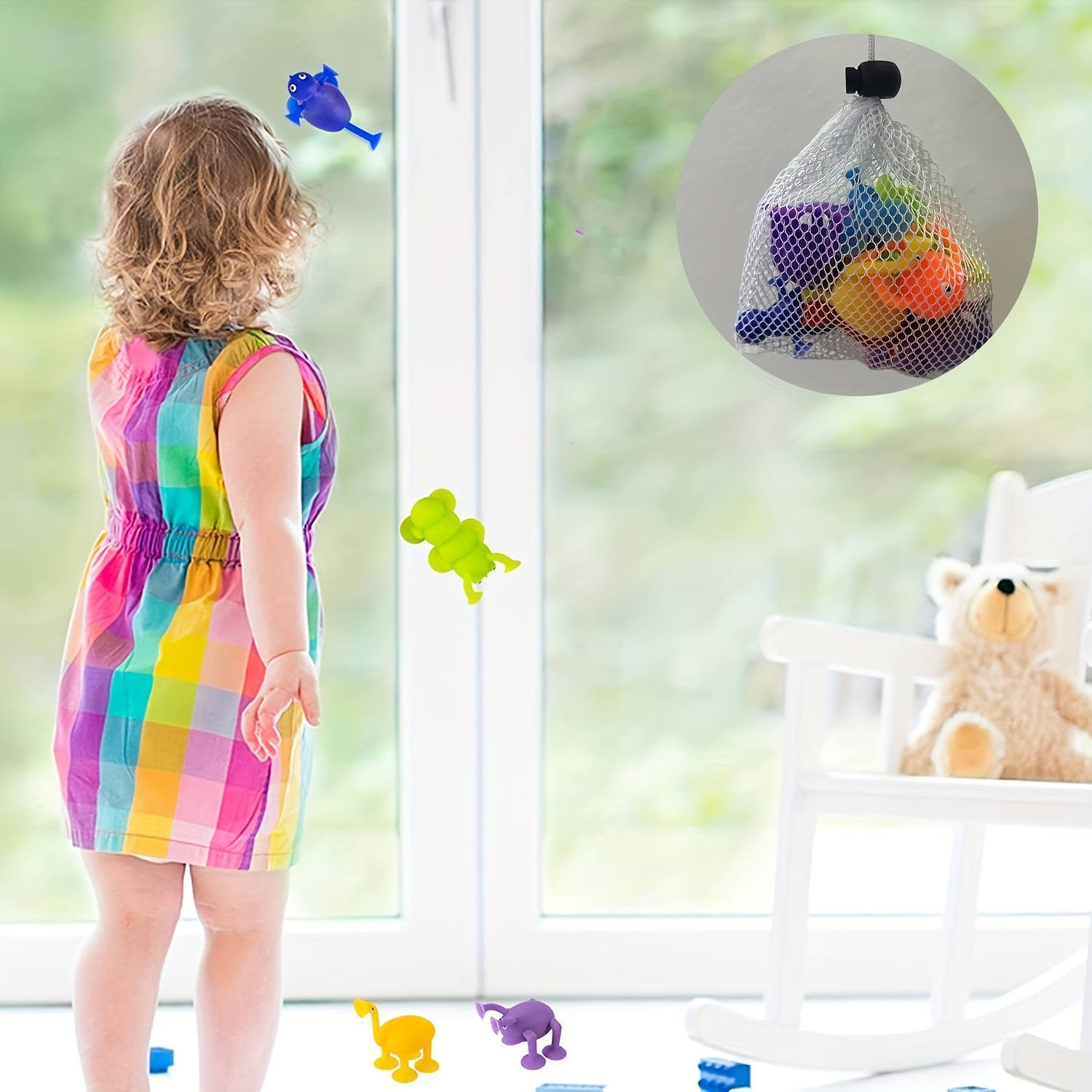 9pcs Suction Bath Toys For Babies Soft Silicone Stress Toys Set