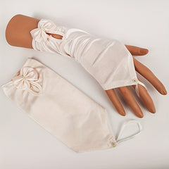 Bridal Satin Silky Gloves with Mini Bowknot Wedding Accessories