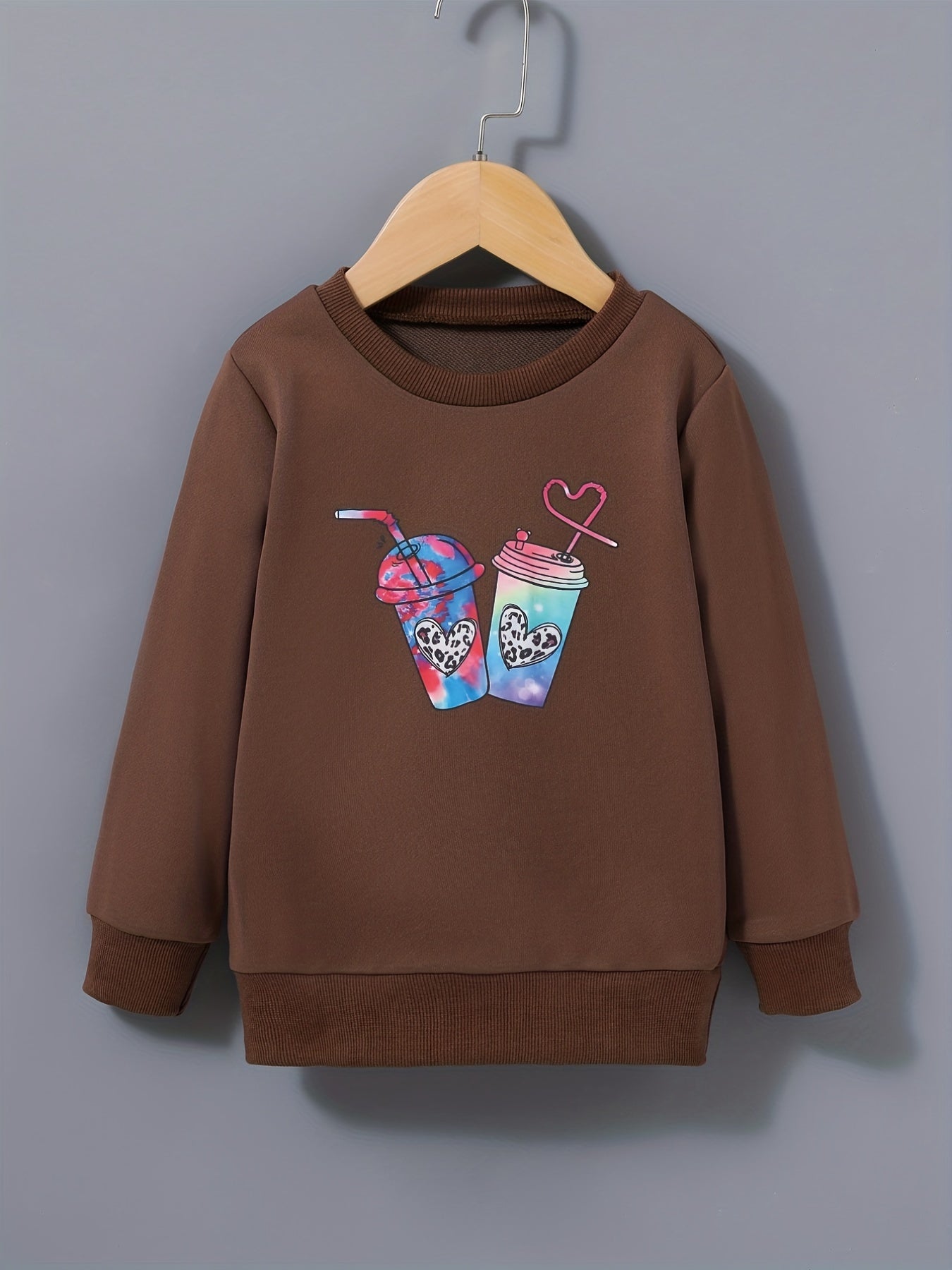 Tie Dye Graphic Sweatshirt for Girls Round Neck Pullover Tops
