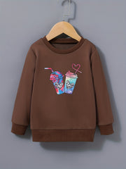 Tie Dye Graphic Sweatshirt for Girls Round Neck Pullover Tops