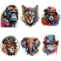 6pcs Animals DIY Iron On Transfer Stickers For T-shirts Jackets Jeans
