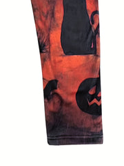 Halloween Leggings Women's Plus Painting Print High Stretch Leggings