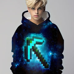 Teens 3D Game Tool Print Hooded Sweatshirt Kids Casual Hooded Pullover