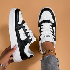 Women's Contrast Skate Shoes Lace Up Sneakers