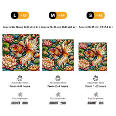 Lotus and Goldfish Wooden Puzzle Home Decor Birthday Gift