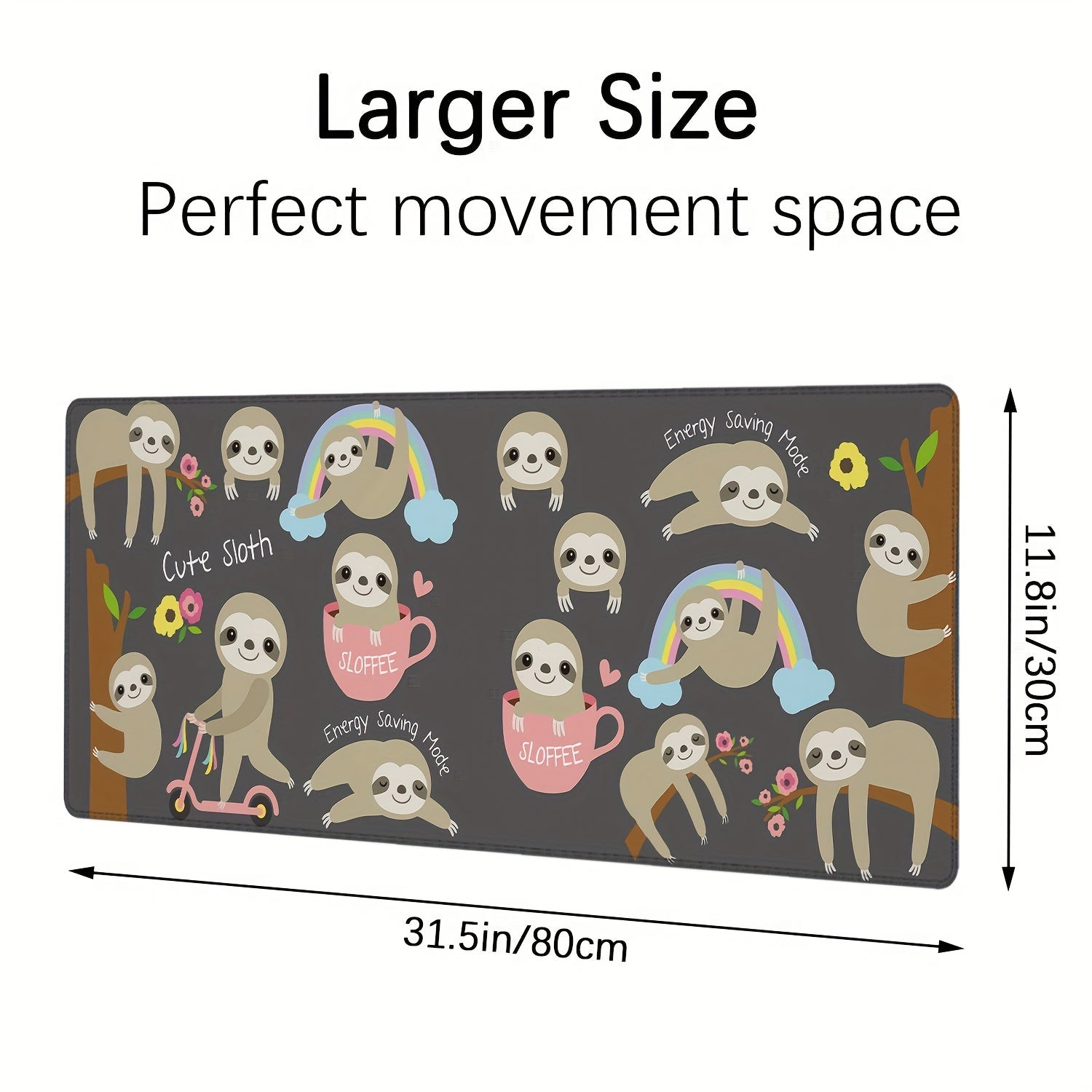 Sloth Rectangular Desk Pad Mouse Pad 11.8x31.5in