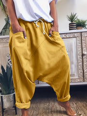 Solid Harem Pants Casual Elastic Waist Long Length Pants