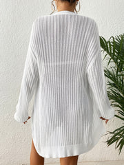 Solid Long Sleeve Open Front High Stretch Cardigan