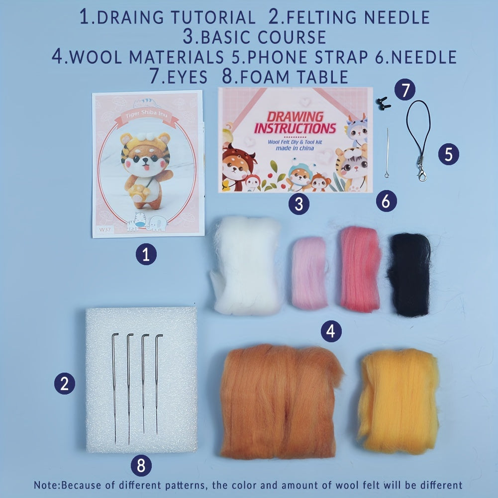 Wool Felting Kit Beginner Animal Dog Shiba DIY Art Craft Kids Adults Pen
