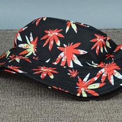 Red Leaves Print Bucket Hat Sun Protection Fisherman Cap