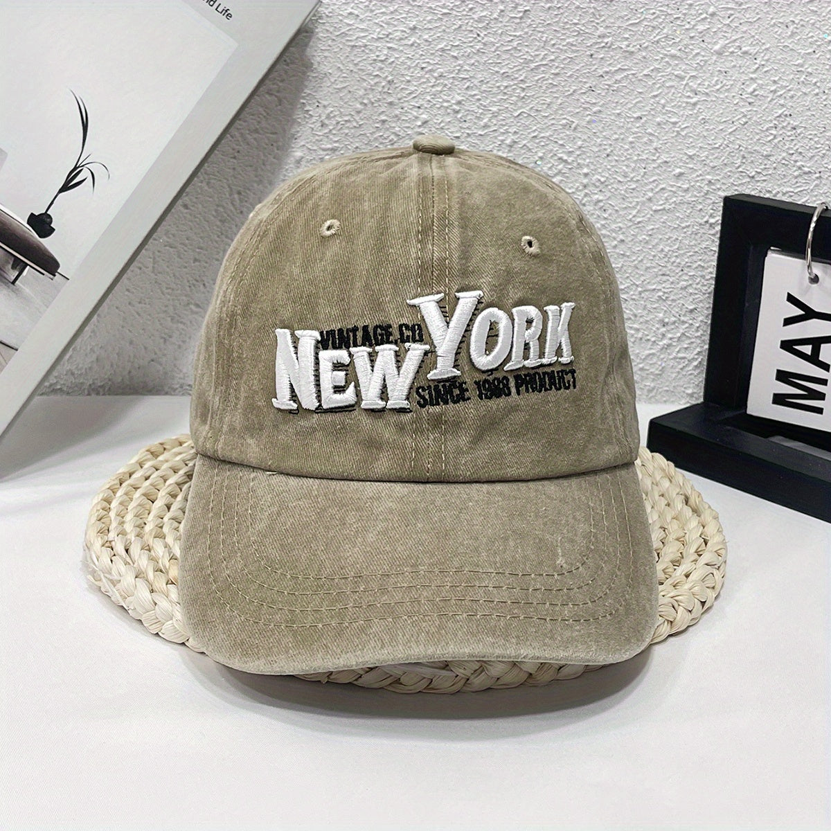 YORK 3D Embroidery Retro High Washed Denim Baseball Cap
